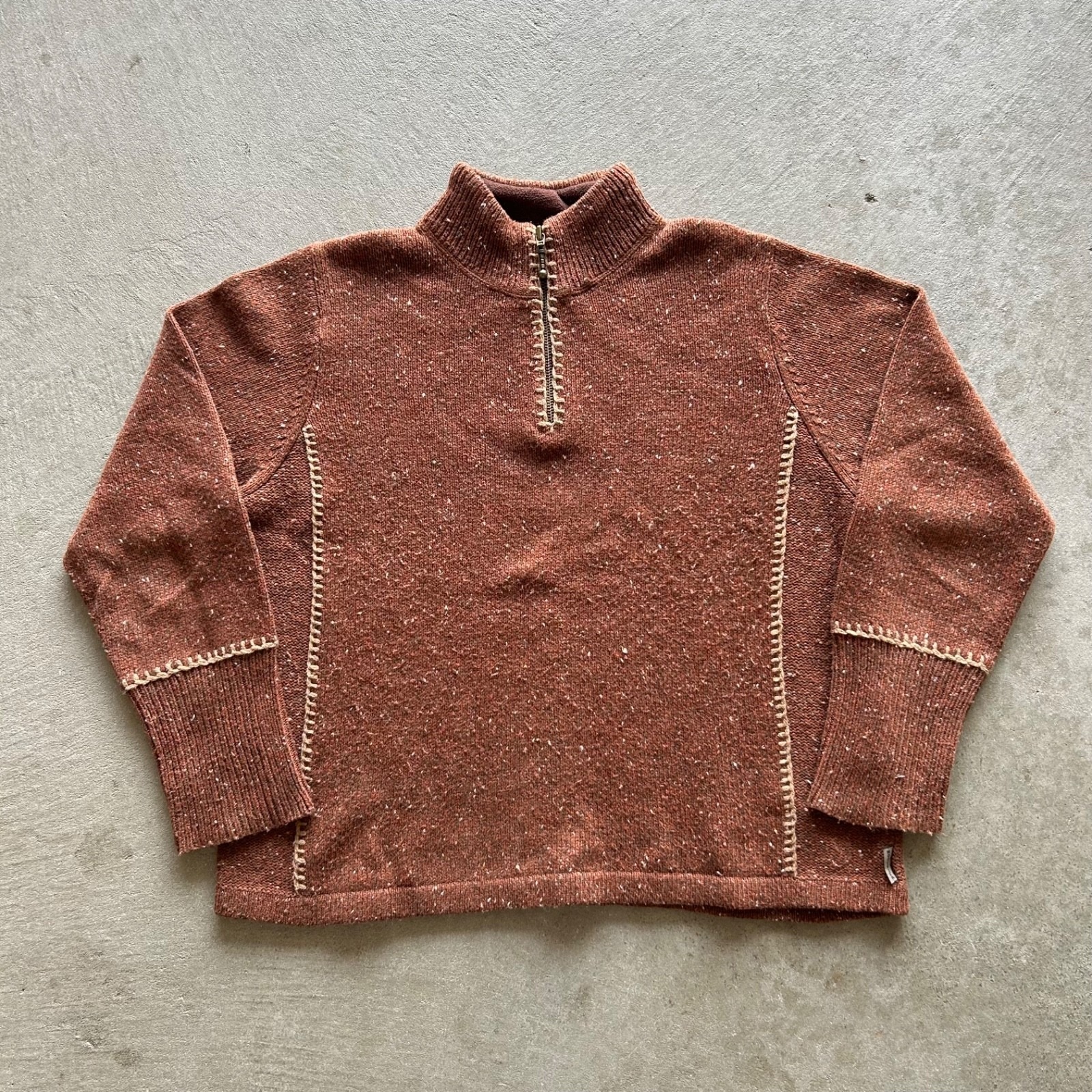 Vintage Woolrich 1/4 Zip Sweater Women's Large Brown Cinnamon Heather Pullover